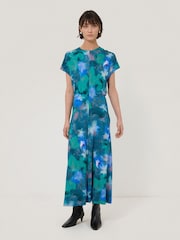 Jigsaw Green Floral Print Mist Jersey Dress - Image 1 of 6
