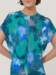 Jigsaw Green Floral Print Mist Jersey Dress - Image 2 of 6