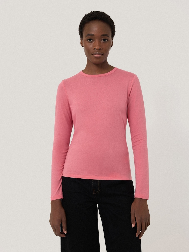 Jigsaw Pink 100% Cotton Long Sleeve T-Shirt - Image 1 of 6