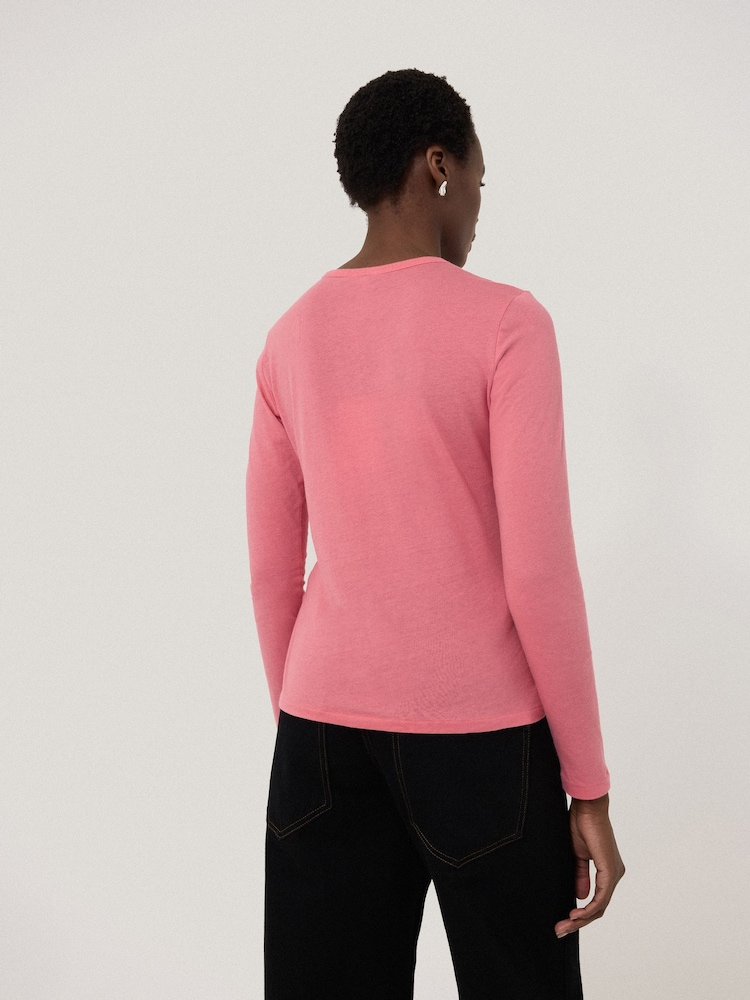 Jigsaw Pink 100% Cotton Long Sleeve T-Shirt - Image 2 of 6