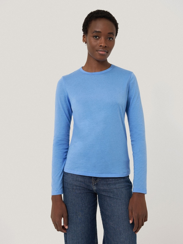 Jigsaw Blue 100% Cotton Long Sleeve T-Shirt - Image 1 of 6
