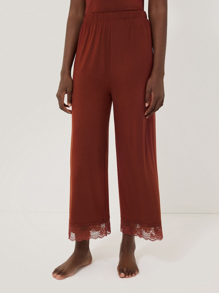Jigsaw Red Modal Lace Trousers - Image 1 of 5 Jigsaw Red Modal Lace Trousers - Image 1 of 5