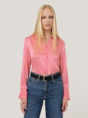 Jigsaw Pink Silk Satin Blend Shirt - Image 1 of 7