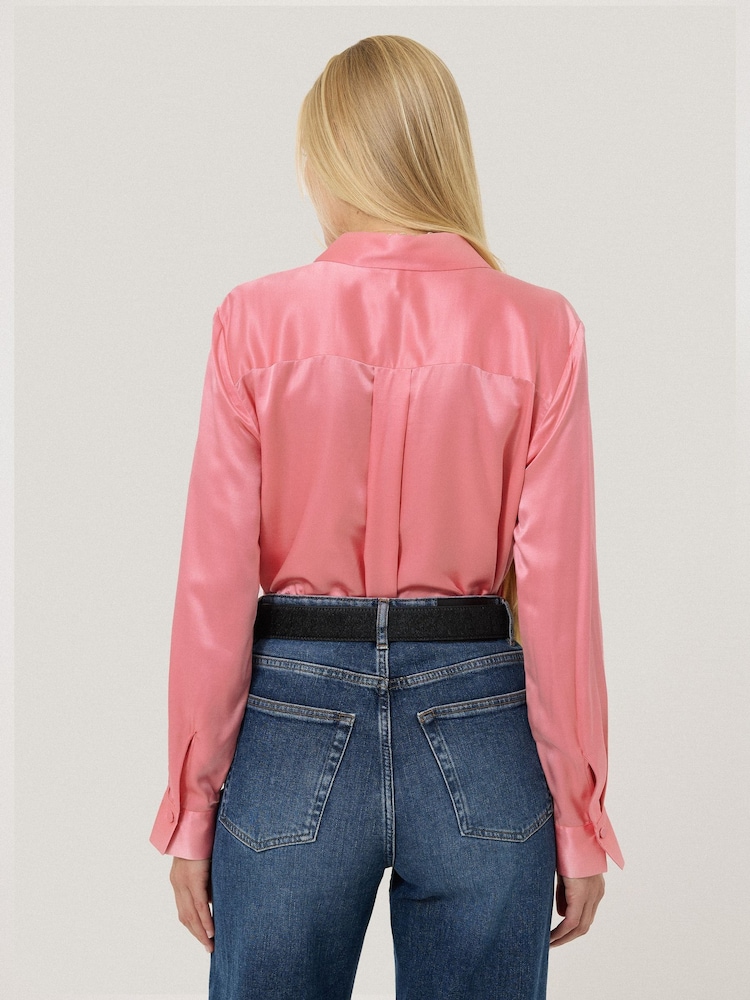 Jigsaw Pink Silk Satin Blend Shirt - Image 2 of 7