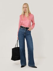 Jigsaw Pink Silk Satin Blend Shirt - Image 3 of 7