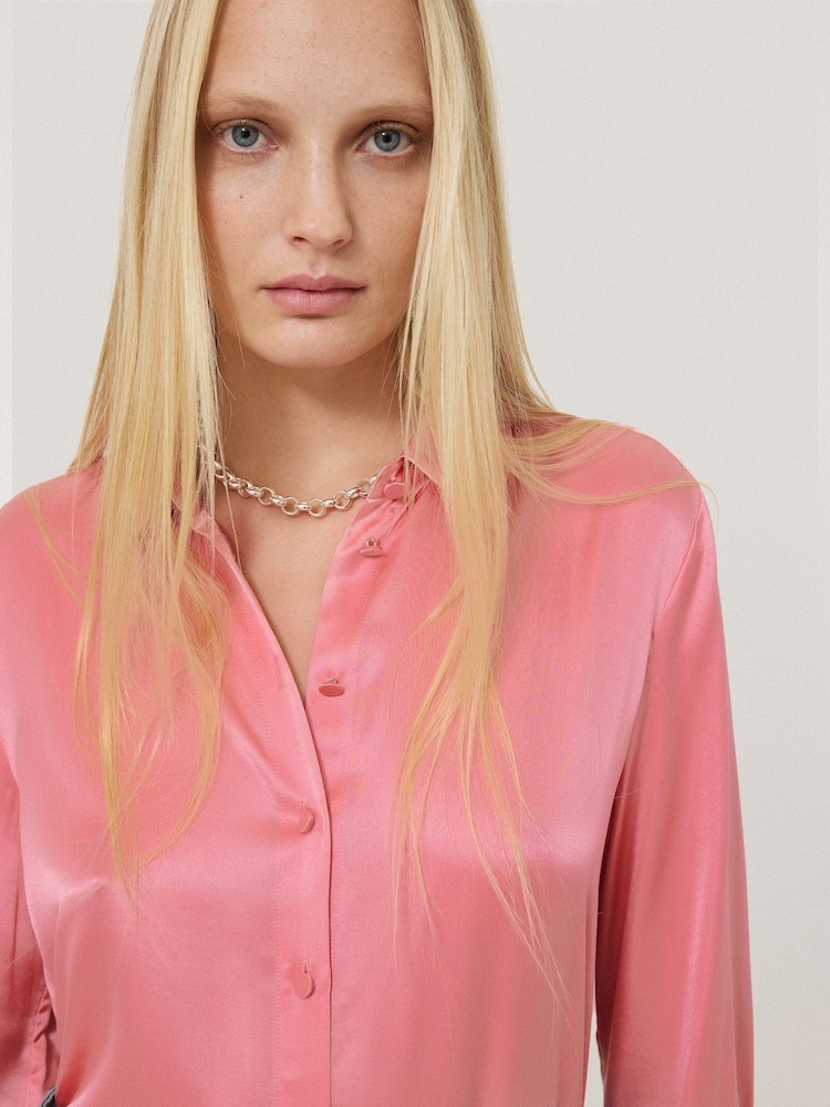 Jigsaw Pink Silk Satin Blend Shirt - Image 5 of 7
