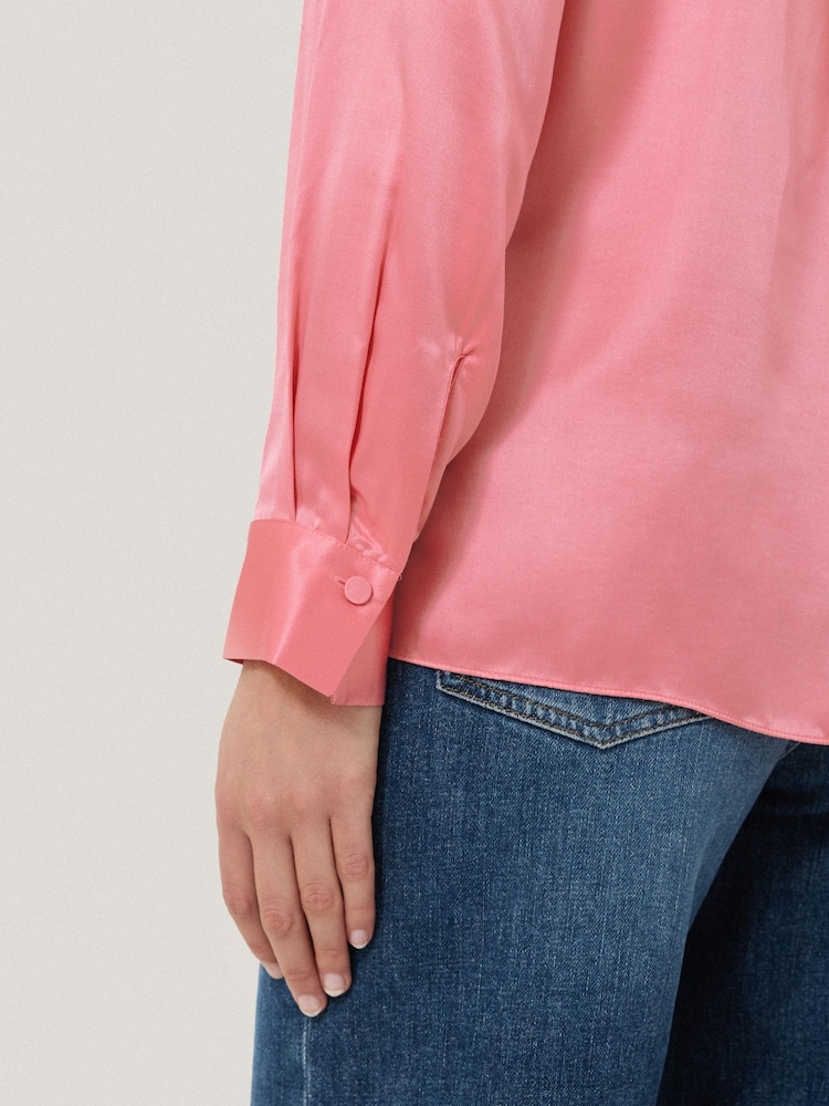Jigsaw Pink Silk Satin Blend Shirt - Image 6 of 7
