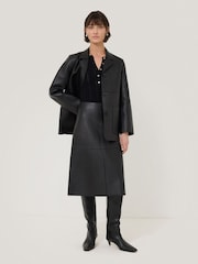 Jigsaw Black Rib Pointelle Henley Jumper - Image 3 of 4