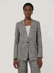 Jigsaw Grey Collarless Boucle Jacket - Image 1 of 7