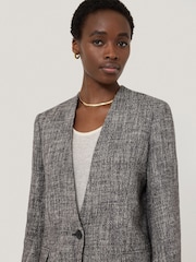 Jigsaw Grey Collarless Boucle Jacket - Image 2 of 7