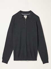 Cinza carvão - Blusa polo de malha com gola zíper FatFace - Imagem 5 de 5