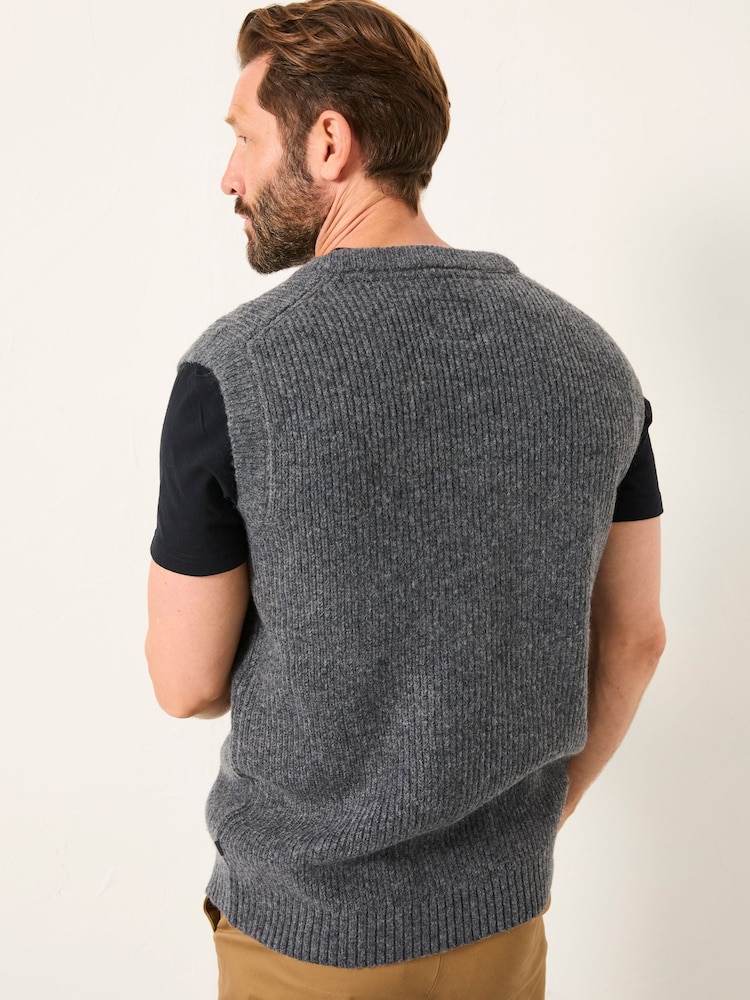 FatFace Calder Charcoal Grey V-Neck Knitted Tank - Image 2 of 5