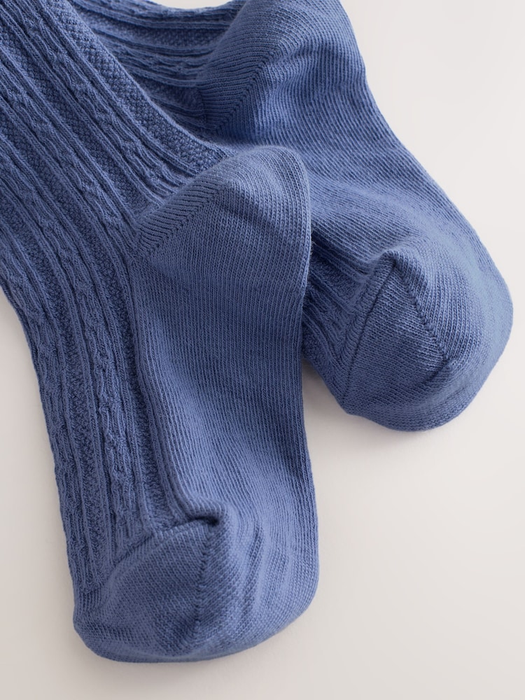Blue Regular Length Cotton Rich Cable Tights - Image 2 of 3 Blue Regular Length Cotton Rich Cable Tights - Image 2 of 3