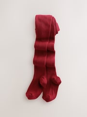 Rot - Gerippte Strumpfhose mit hohem Baumwollanteil - Bild 1 von 3