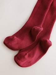Rot - Gerippte Strumpfhose mit hohem Baumwollanteil - Bild 2 von 3
