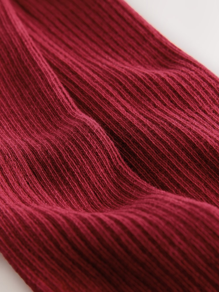 Red Cotton Rich Rib Tights - Image 3 of 3 Red Cotton Rich Rib Tights - Image 3 of 3
