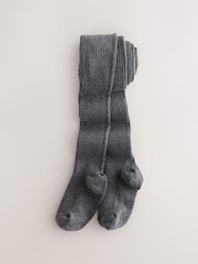 Mittelgrau - Gerippte Strumpfhose mit hohem Baumwollanteil - Bild 1 von 3