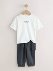 White/Black Short Sleeve T-Shirt and Utility Joggers Set (3mths-7yrs) - Image 2 of 5