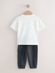 White/Black Short Sleeve T-Shirt and Utility Joggers Set (3mths-7yrs) - Image 3 of 5