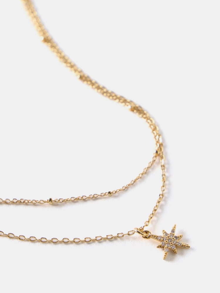 Mint Velvet Gold Plated Layered Star Necklace - Image 2 of 4