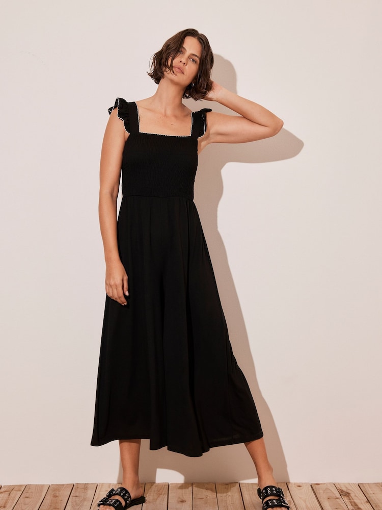 Mint Velvet Black Wide Leg Jersey Jumpsuit - Image 2 of 8