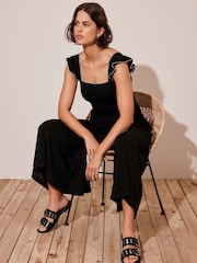 Mint Velvet Black Wide Leg Jersey Jumpsuit - Image 4 of 8