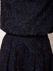 Mint Velvet Black Broderie 100% Cotton Midi Skirt - Image 5 of 8