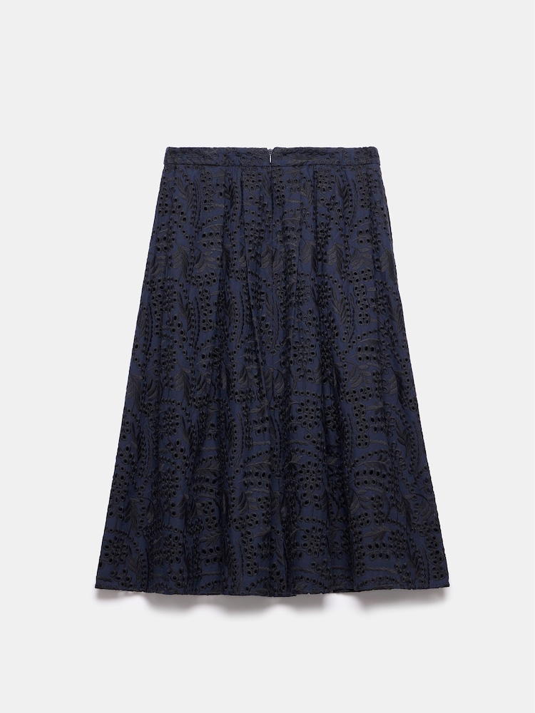 Mint Velvet Black Broderie 100% Cotton Midi Skirt - Image 8 of 8