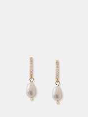 Mint Velvet Gold Plated Pearl Hoop Earrings - Image 1 of 3