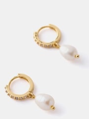 Mint Velvet Gold Plated Pearl Hoop Earrings - Image 2 of 3