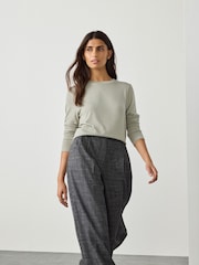 Grey Soft Touch Lightweight Ribbed Long Sleeve T-Shirt with TENCEL™ Lyocell - Image 3 of 8