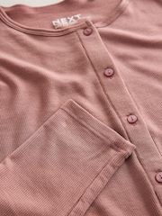 Pink Lightweight Ribbed Long Sleeve Cardigan with TENCEL™ Lyocell - Image 7 of 8
