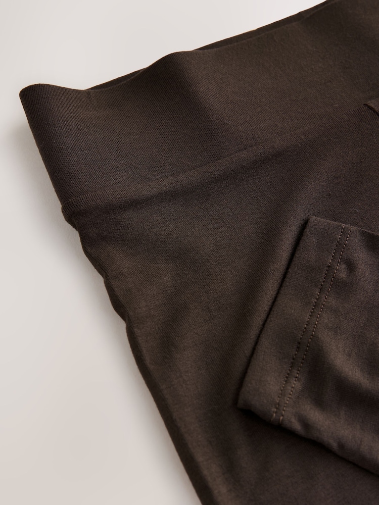 Brown High Waist Cotton Leggings - Image 3 of 3