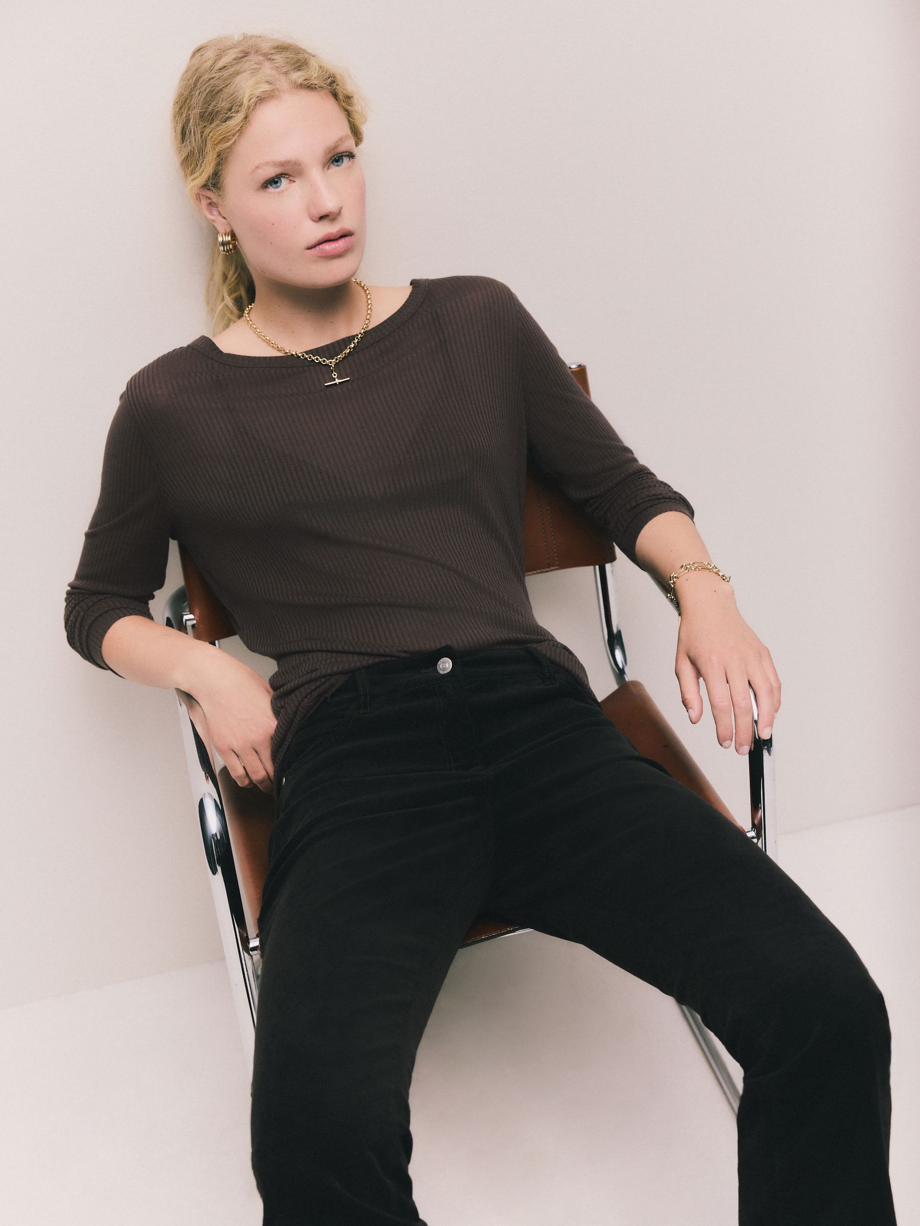 Buy Chocolate Sheer Crew Neck Long Sleeve Top from Next USA
