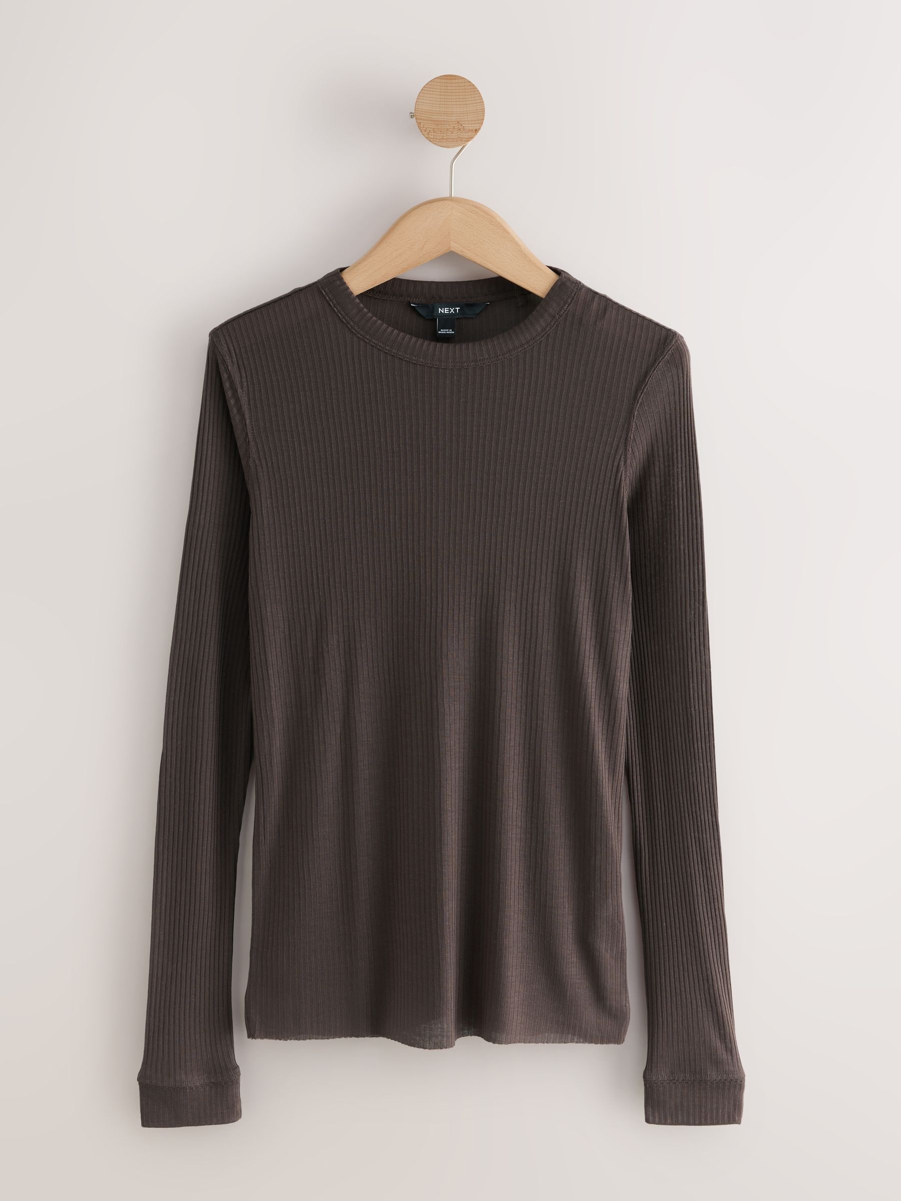 Buy Chocolate Sheer Crew Neck Long Sleeve Top from Next USA