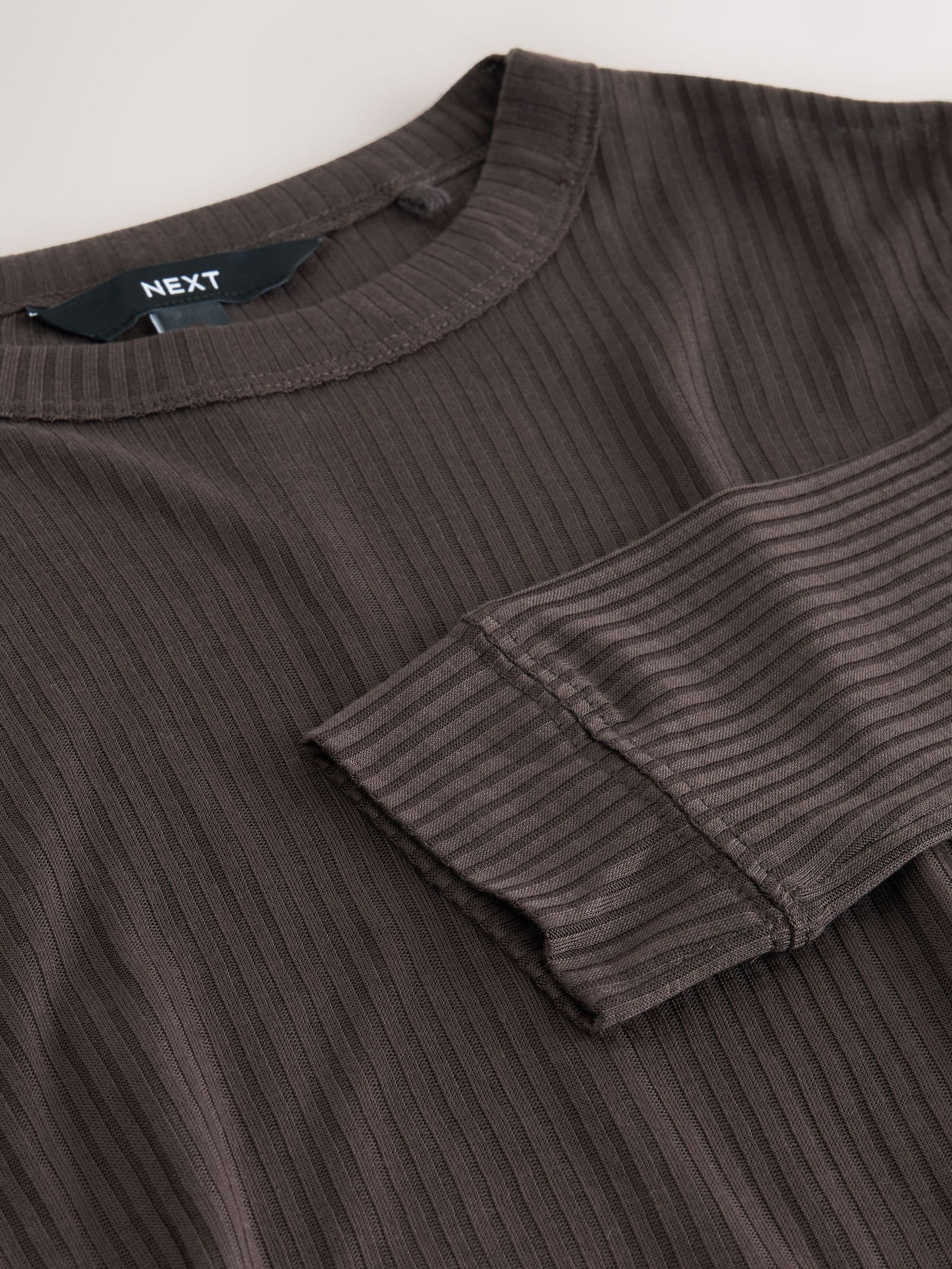 Buy Chocolate Sheer Crew Neck Long Sleeve Top from Next USA
