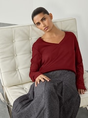 Vinho - Cotton Modal Blend Slouch Long Sleeve T-Shirt - Imagem 1 de 6
