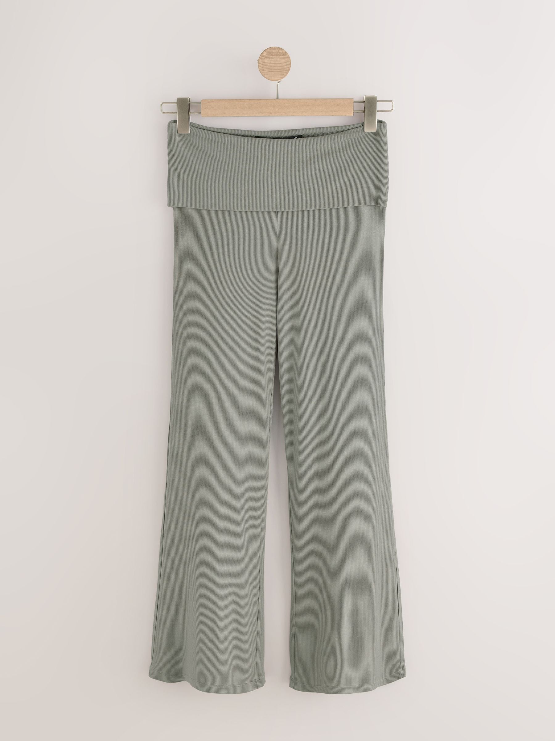 IORE イオレ　FOLD PANTS フォールドパンツ38オリーブグレー Buy Olive Green Fold Over Ribbed Flared Lounge Yoga Pants from