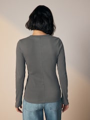 Multi 3 Pack Ribbed Crew Neck Long Sleeve T-Shirt - Image 9 of 11