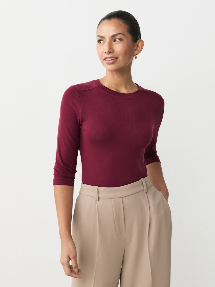 Jewel Tone Multi Elbow Length Crew Neck Tops 3 Pack - Image 2 of 11