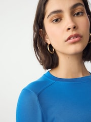 Blue Soft Touch Lightweight Ribbed Long Sleeve T-Shirt with TENCEL™ Lyocell - Image 4 of 6