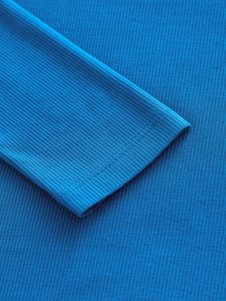 Blue Soft Touch Lightweight Ribbed Long Sleeve T-Shirt with TENCEL™ Lyocell - Image 6 of 6