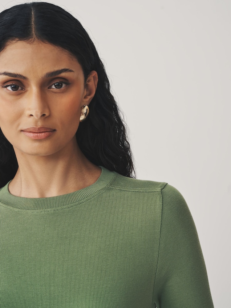 Multi 3 Pack Long Sleeve Crew Neck Top Containing TENCEL™ Lyocell - Image 9 of 9