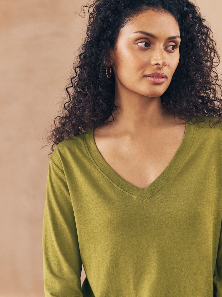 Multi 5 Pack Long Sleeve Modal V Neck T-Shirt - Image 12 of 12 Multi 5 Pack Long Sleeve Modal V Neck T-Shirt - Image 12 of 12