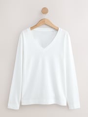 Multi 5 Pack Long Sleeve Modal V Neck T-Shirt - Image 4 of 8