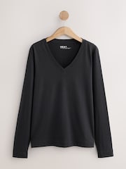 Multi 5 Pack Long Sleeve Modal V Neck T-Shirt - Image 5 of 8