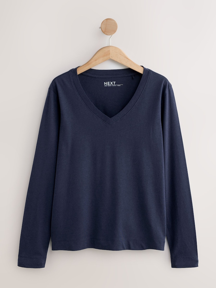 Buy Multi 5 Pack Long Sleeve Modal V Neck T-Shirt from Next Oman