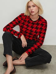 Red/Black Soft Touch Lightweight Ribbed Long Sleeve T-Shirt with TENCEL™ Lyocell - Image 1 of 7