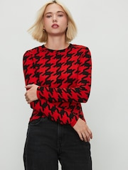 Red/Black Soft Touch Lightweight Ribbed Long Sleeve T-Shirt with TENCEL™ Lyocell - Image 2 of 7