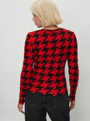 Red/Black Soft Touch Lightweight Ribbed Long Sleeve T-Shirt with TENCEL™ Lyocell - Image 4 of 7